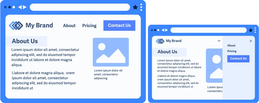 Contoh navigasi pada desktop dan tablet yang berbeda tapi masih konsisten
