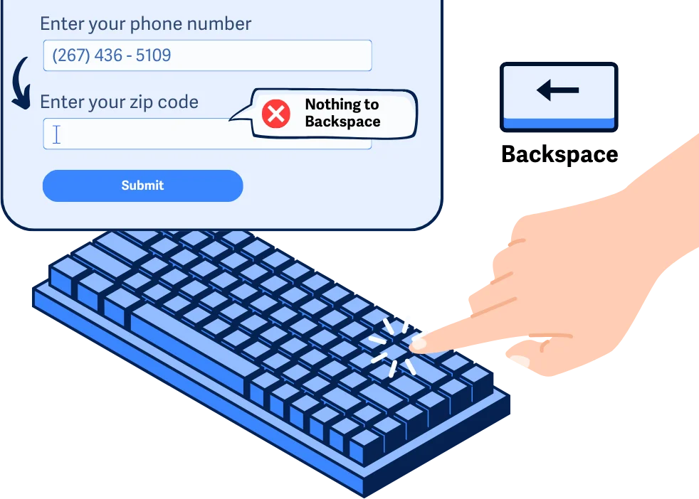 Ilustrasi pengguna menekan tombol backspace