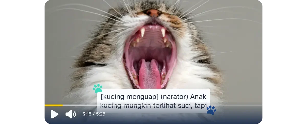 Media player dengan caption terbuka