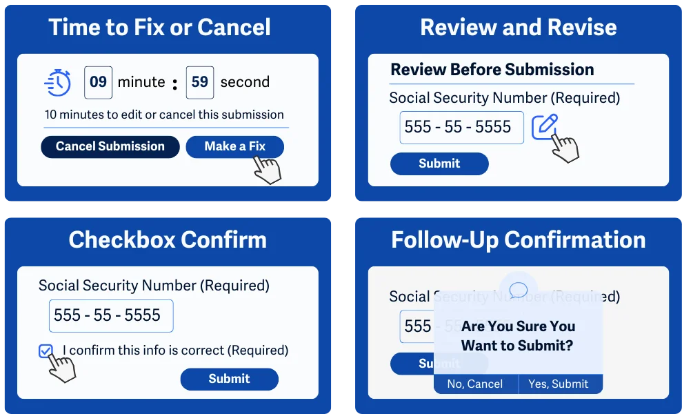 Empat contoh cara untuk mencegah kesalahan