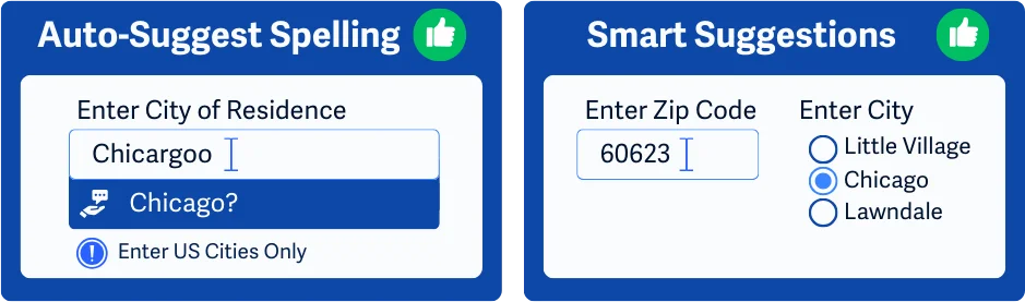 Contoh saran yang membantu untuk memasukkan informasi