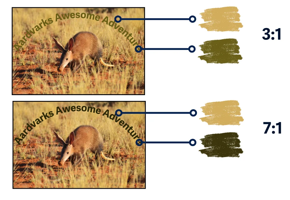 Perbandingan rasio kontras teks yang berada di atas gambar