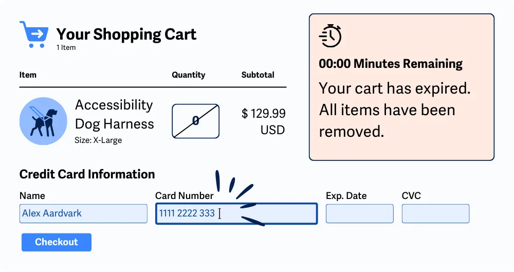 Contoh buruk penerapan timer di checkout