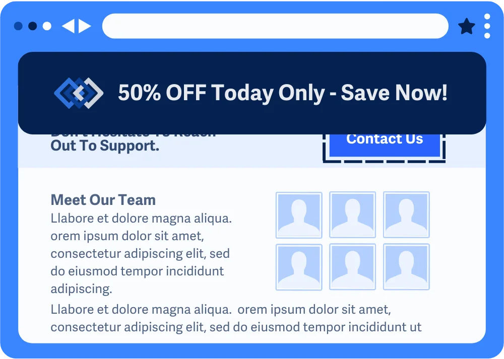 Tombol Contact Us tertutupi banner