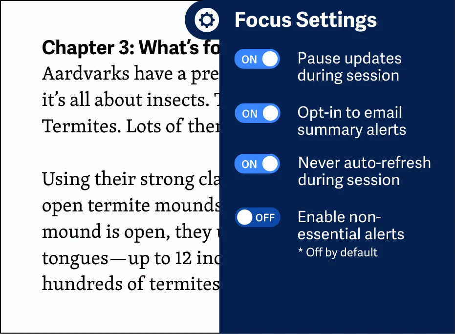 Contoh pengaturan Focus Setting