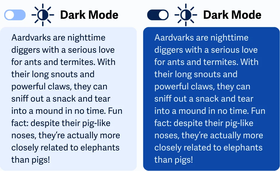 Perbandingan mode terang dan gelap