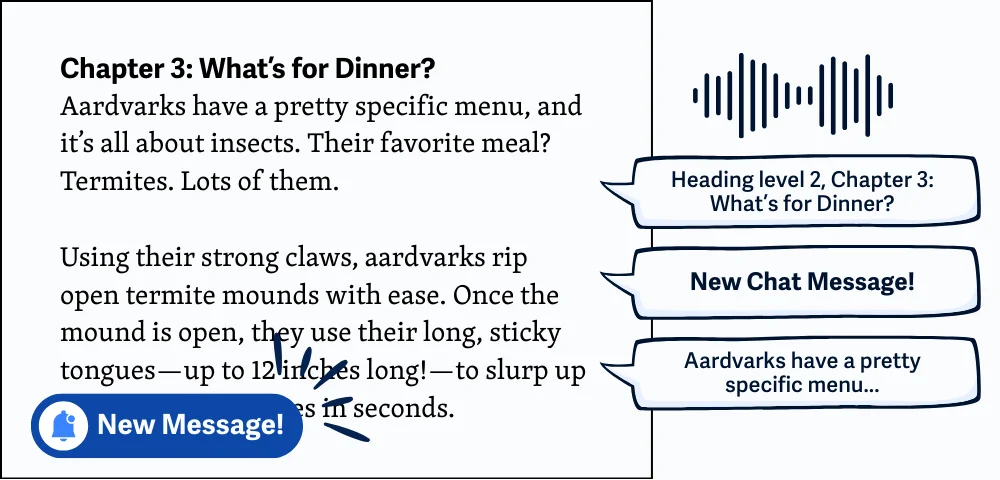 Contoh interupsi suara melalui screen reader