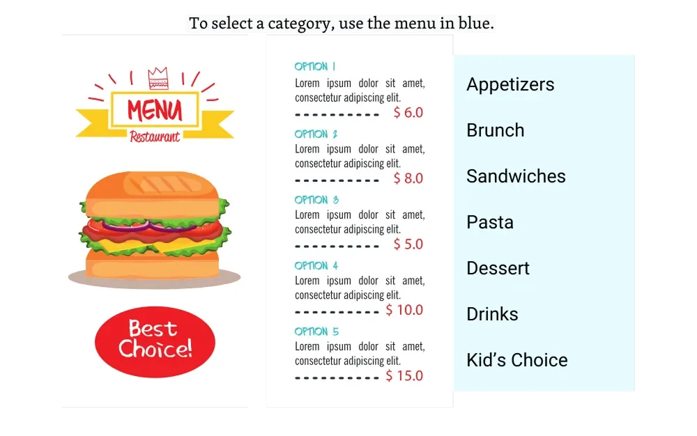 Sistem pemesanan menu yang hanya memiliki 1 ciri sensorik