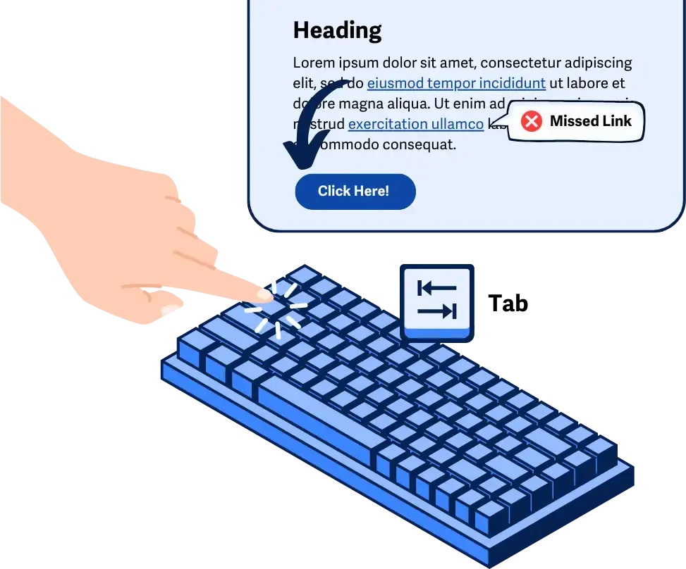 Ilustrasi pengguna menggunakan tombol tab