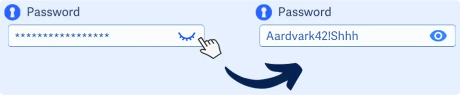 Kolom input password dengan toggle menampilkan/menutup