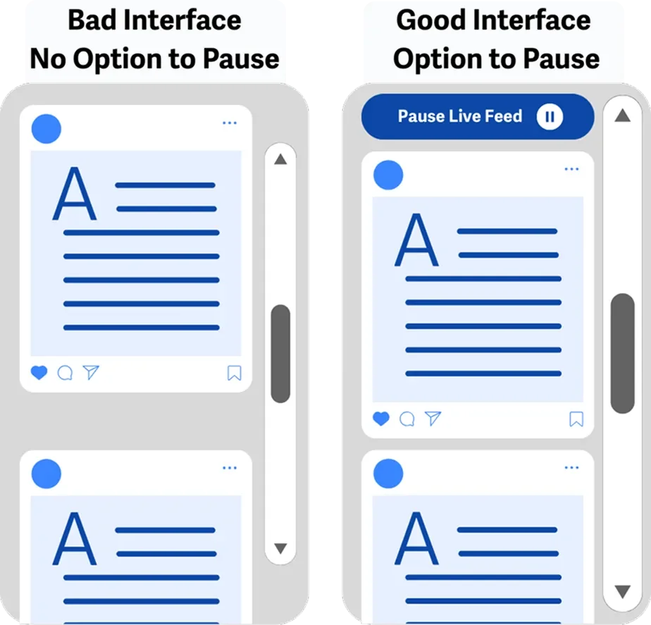 Perbandingan dua feed media sosial