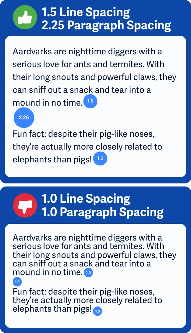 Perbandingan line spacing yang memengaruhi kenyamanan membaca