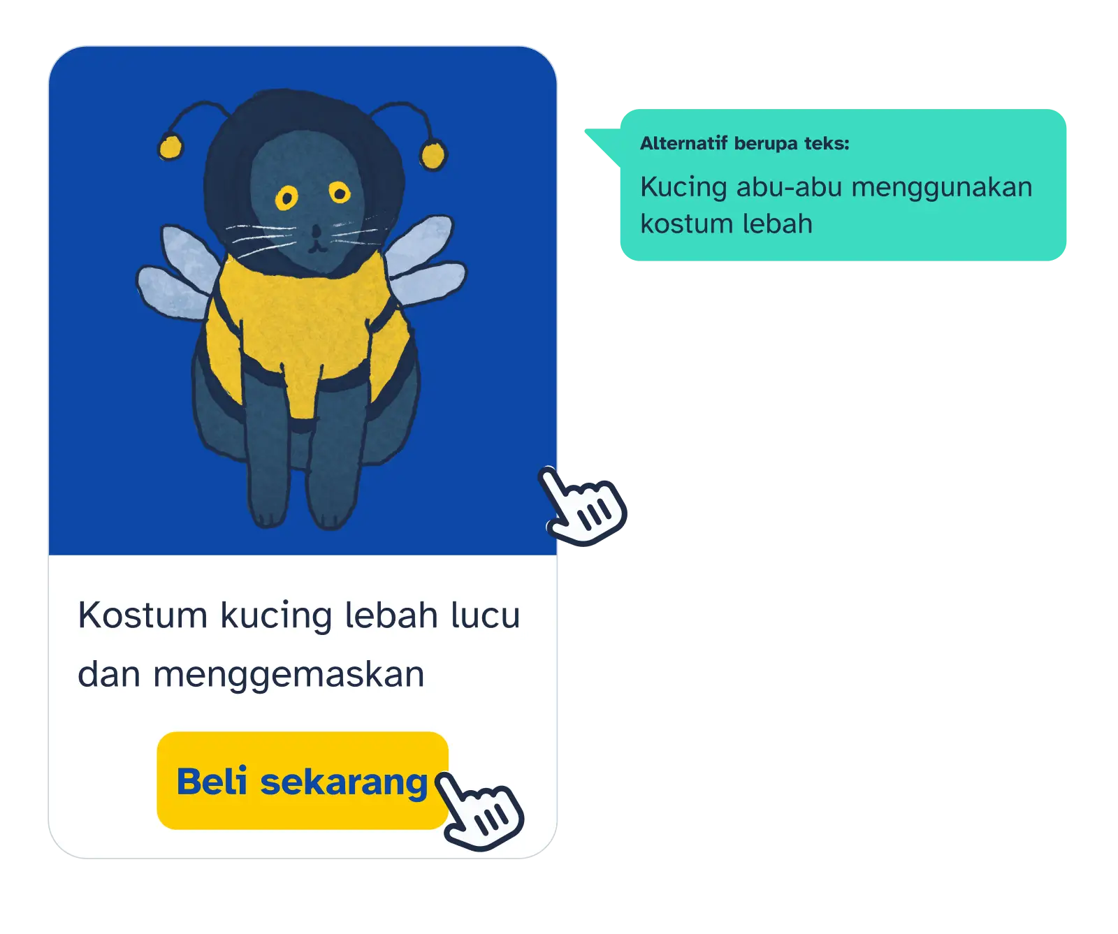 Kucing menggunakan kostum lebah keterangan yang dijelaskan dalam caption