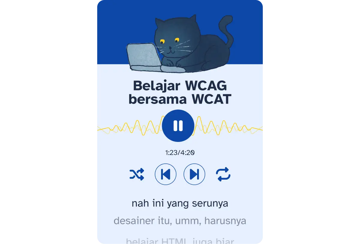 Podcast berjudul Belajar WCAG bersama WCAT yang disertai transkrip