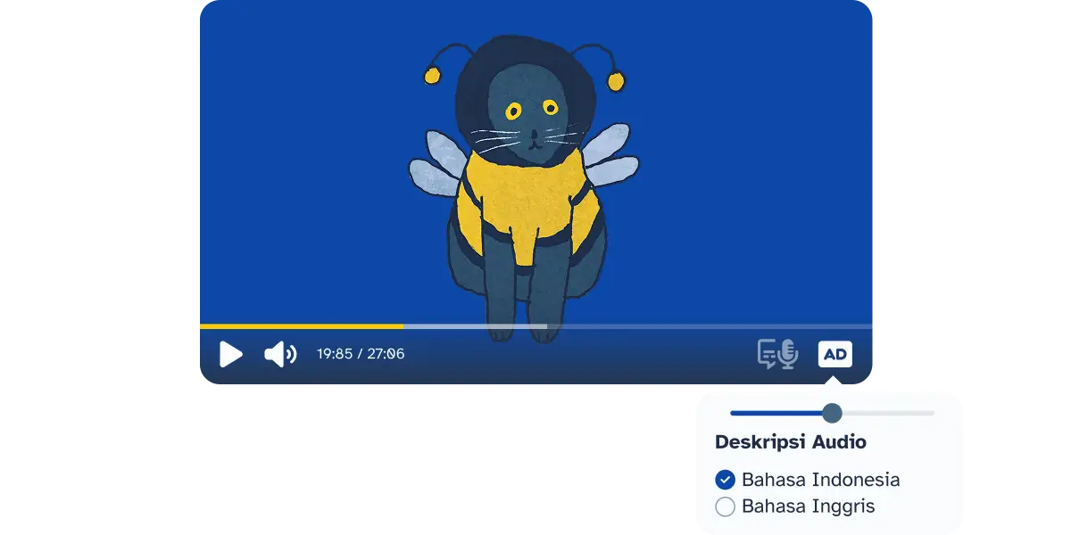 Video player dengan menu Audio Description