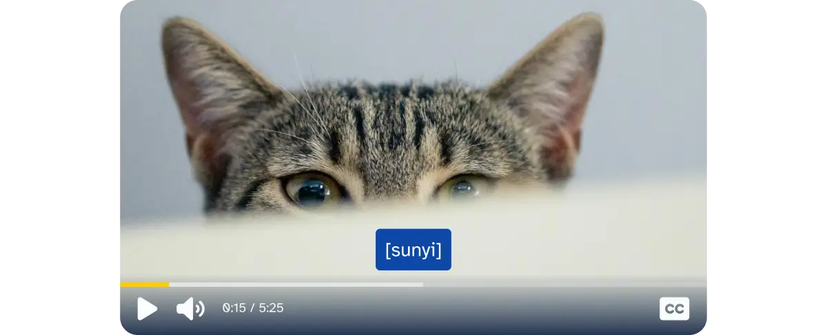 Video player dengan adegan yang dijelaskan pada caption