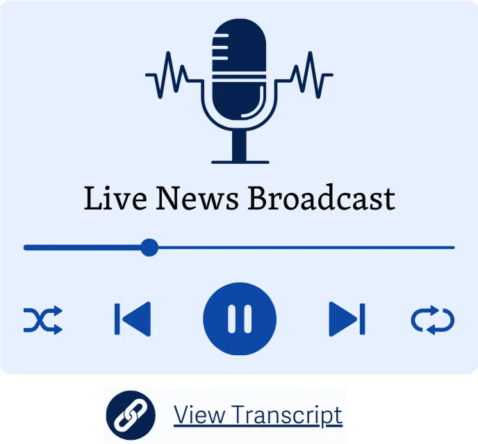 Audio player yang menampilkan Siaran Berita Langsung
