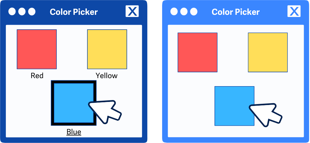 Perbandingan dua colorpicker yang dijelaskan pada caption