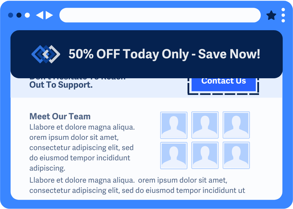 Tombol Contact Us tertutupi banner
