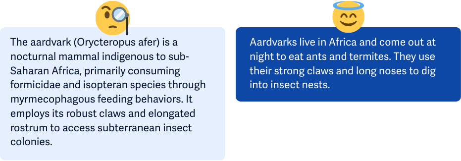 Dua paragraf berbeda tentang aardvark