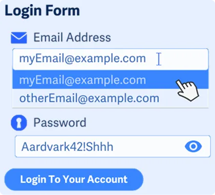 Formulir login dengan input email dan password